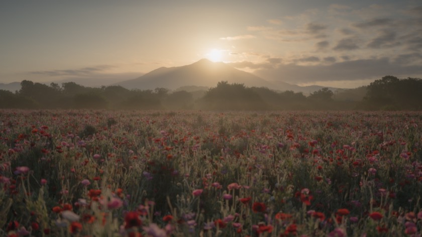 Diamond Tsukuba over the poppy fields of the Kokaigawa (Ibaraki) with preset 21 Rosy Veil
