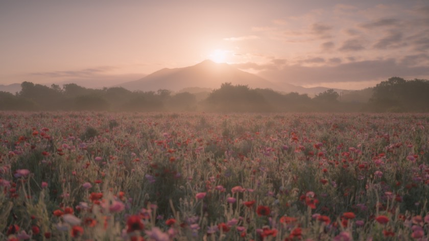Diamond Tsukuba over the poppy fields of the Kokaigawa (Ibaraki) with preset 28 Dreamy Bloom