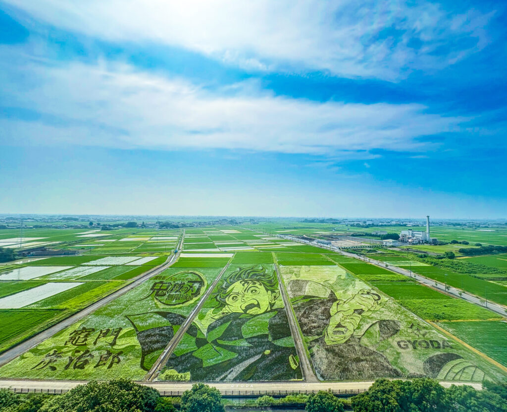行田タワーから見た田んぼアート
Rice paddy art viewed from Gyoda Tower 